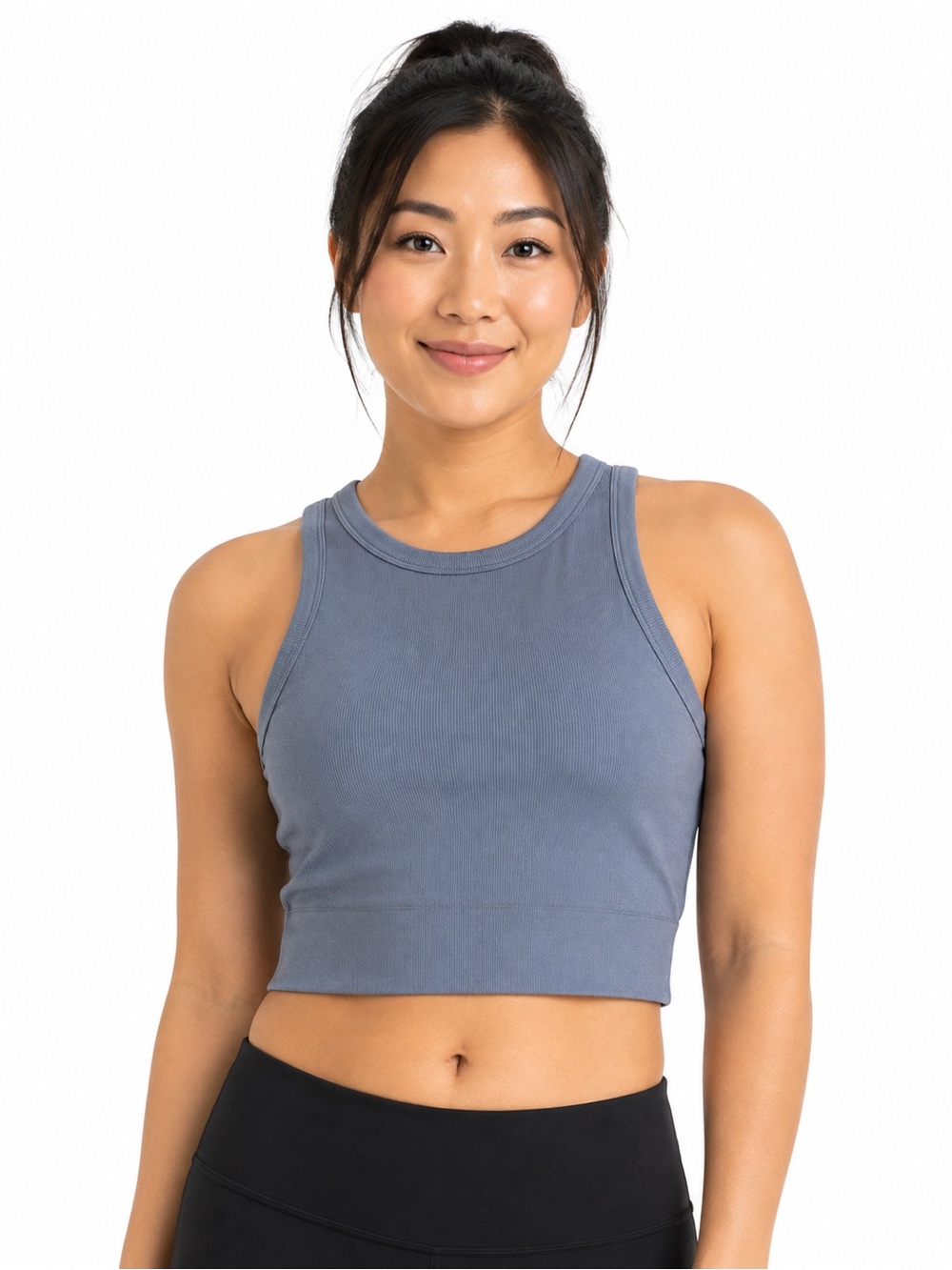90 Degree by Reflex Seamless Ribbed Crop Tank – Gray – Size Large